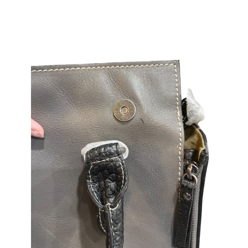 Firenze Bella RFID-Blocking Gray & Black Genuine Leather Shoulder Bag - Picture 8 of 8